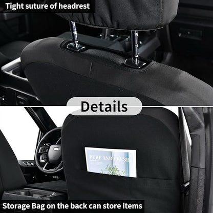 Coverado Front Seat Covers, Waterproof Canvas Seat Protector for Car Seat Cushions for Kids & Dogs, Compatible with 2015-2025 Ford F150 & 2017-2025 Ford F250 F350 F450(Black, 2PCS)