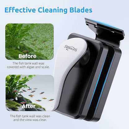 Magnetic Aquarium Glass Cleaner，Algae Scraper for Aquarium Fish Tank， Fish Tank Algae Clean Brush Dual-Sided Side Floating Aquarium Magnetic Brush (S)