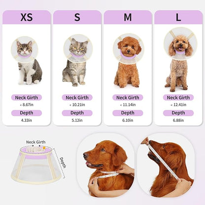 Soft Dog Cone Collar to Stop Licking-Adjustable Comfortable Mesh Recovery Collar After Surgery for Small Miniature Dogs, Alternative to Plastic Elizabethan Collars for Neuter Incision Care (Purple,M)