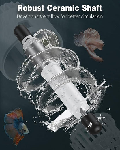 Pawfly Wave Maker for Aquarium, 2000 GPH 10W Aquarium Powerhead, Quiet Submersible Wavemaker for Fish Tanks up to 150 Gallons, Water Circulation Pump with Strong Suction Cup Base