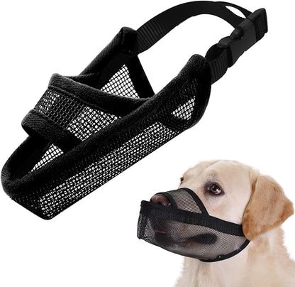 Crazy Felix Nylon Dog Muzzle for Small Medium Large Dogs Poodle Labrador Golden Retriever Doberman, Air Mesh Breathable and Drinkable Pet Mouth Guard for Anti-Biting Chewing Scavenging(Black,M)