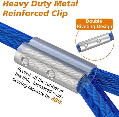 XiaZ 10ft Dog Tie Out Cable, Dog Runner for Yard Steel Wire Pet Cable with Durable Lockable Clips, Chains for Outside Dogs Lead for Medium Dogs Up to 60 LBS