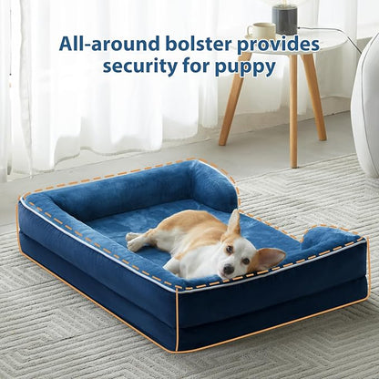 WNPETHOME Dog Beds for Large Sized Dogs, Washable Orthopedic Dog Couch Sofa Bed with Waterproof Lining & Non-Skid Bottom for Pet Sleeping
