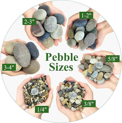 40lbs Natural River Rocks, 2-3" Premium Pebbles for Garden and Landscape Design, Hand-Picked Smooth Stones for Fish Tank, Flower Pots, Indoor Water Fountains, Pathways, Backyard
