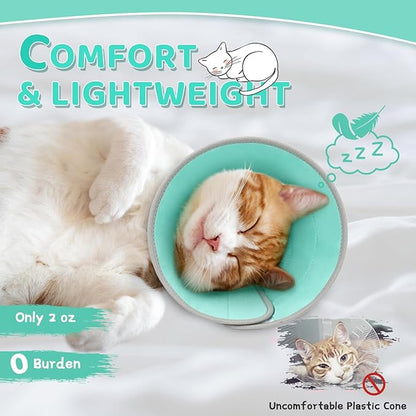 Cat Cone Collar Soft to Stop Licking, Adjustable, Foldable Lightweight Kitten Cones After Surgery Recovery for Cats & Kittens, Cat Cone Alternative (Solid Green, L)