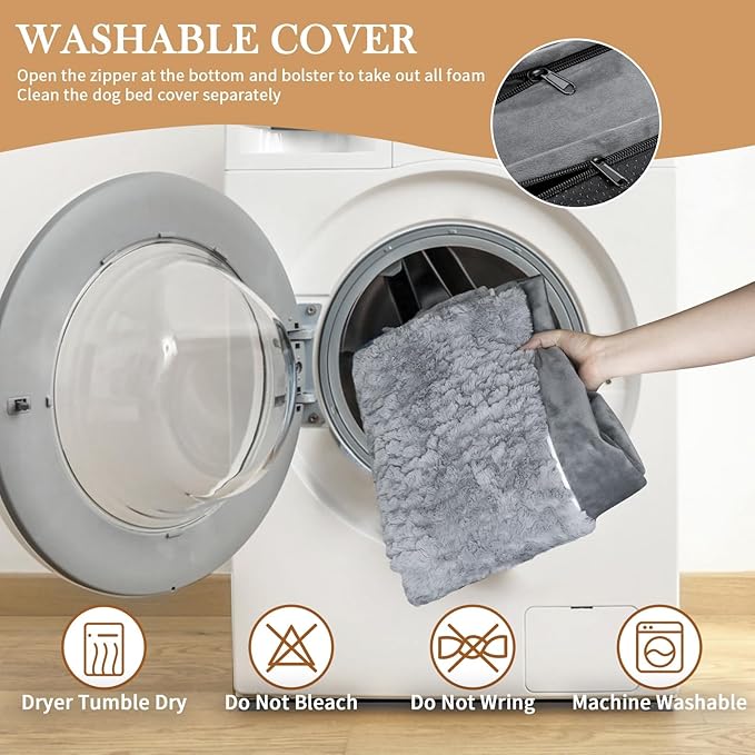 Comfort Expression Medium Dog Beds Waterproof Orthopedic Foam Dog Sofa Beds for Medium Large Dogs Comfy Pet Bed with Washable Removable Cover & Non-Slip Bottom(Medium,Grey)