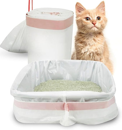 PETSWORLD Cat Litter Box Liners, Heavy Duty Litter Pan Liners Bags with Drawstring for Pet Cat Litter Tray (Unscented) (Extra Large - 36 x 18 Inches, 30 Count)
