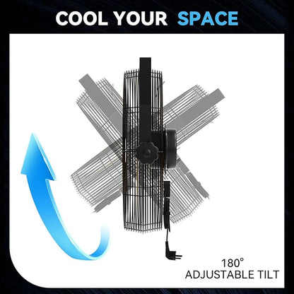 2600 CFM 14 inch Outdoor High Velocity Wall Mounted Fan, 3-Speed Metal Fans with IP44 Enclosure Motor, Industrial Grade Weatherproof Wall Fan for Patio, Greenhouse, Garage, and Gazebo
