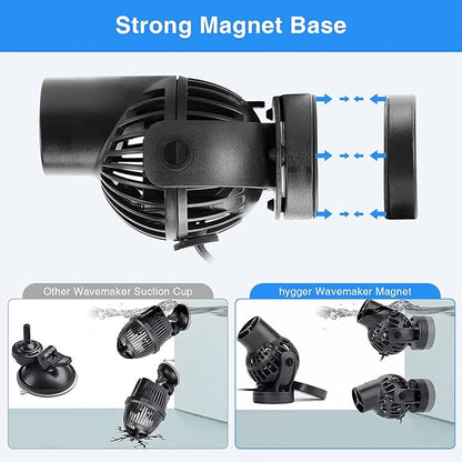 hygger Wave Maker with Controller for Feeding, 792 GPH Ultra-Silence Aquarium Powerhead with Strong Magnet Suction Base for Freshwater or Saltwater Fish Tank, 360° Rotating Aquarium Wavemaker Black