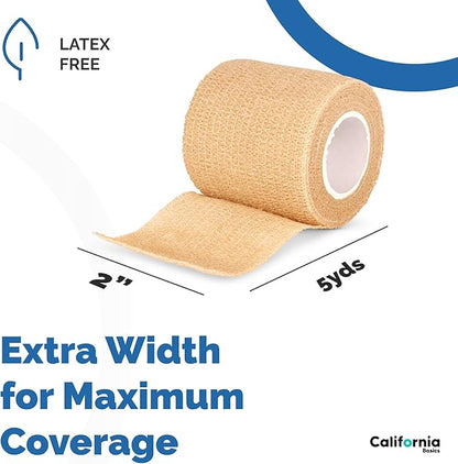 Self-Adhesive Bandage Wrap - Suitable for All Sports - Breathable Athletic Tape for Wrists - Knee and Ankle - Self Adhesive Bandage- 2 Inch- 24 Pack - Brown