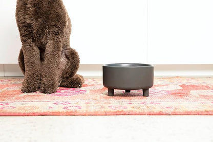 Waggo Uplift Ceramic Dog Bowl for Small Medium and Large Breeds - Heavyweight and Durable Pet Food and Water Dish Crock, Dishwasher Safe, Modern, Elevated Feeder (White, Small)