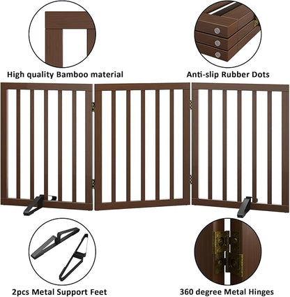 Dog Gate for Stairs,Foldable Dog Gate for Indoor Doorways House,Freestanding Pet Gates for Dogs,Doogie Puppy Fence Gate