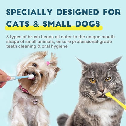 Dog Toothbrush Small Breed Cat Toothbrushes, Puppy Tooth Brushing Kit, Tiny Dog Tooth Brush, Micro Head Deep Teeth Cleaning Brushes for Mini Pet Doggie Kitten, Soft Bristles, 5 PCS