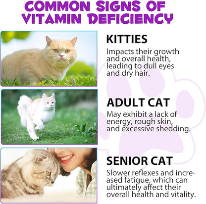 Cat Multivitamin,15 in 1 Cat Vitamins Liquid Drops Supplements for Heart Health, Bones, Joint, Skin & Coat, Bladder, Immune System Support 60ml