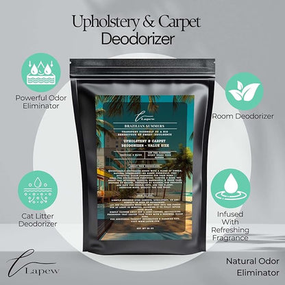 Brazilian Summers Carpet Freshener Powder Refill 36 oz | Powerful Odor Eliminator for Home | Upholstery Deodorizer | Carpet Deodorizer | Pet Urine | Cat Litter Box | Brazilian Crush Fragrance