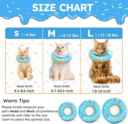 Cat Cone Collar Soft, Cat Recovery Collar for Wound Healing Cute Cat Adjustable Cat Cones to Stop Licking Comfortable Lightweight Neck Elizabethan Collars for Cats