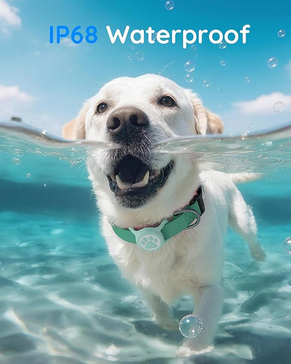 IP68 Waterpoof Dog Airtag Holder, Stretchy Silicone Full Body Covered Apple Air Tag Holder for Dog Cat Collar Fit All Width Collar (Green, 1 Pack)