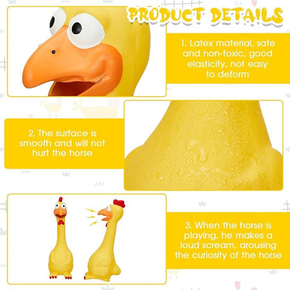 Hungdao 1 Pcs Horse Toys Latex Squeaky Squeeze Chicken Squeak Turkey Balls for Play Fake Screaming Chicken Toys for Horses Soccer Ball for Reduce Separation Anxiety Noise Maker (Yellow)