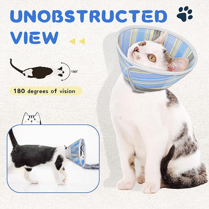 Supet Cat Cone Collar Soft to Stop Licking Scratching, Breathable Comfortable Mesh Recovery Cone for Cats After Surgery Neuter, Lightweight E Cone Collar Alternative (M)