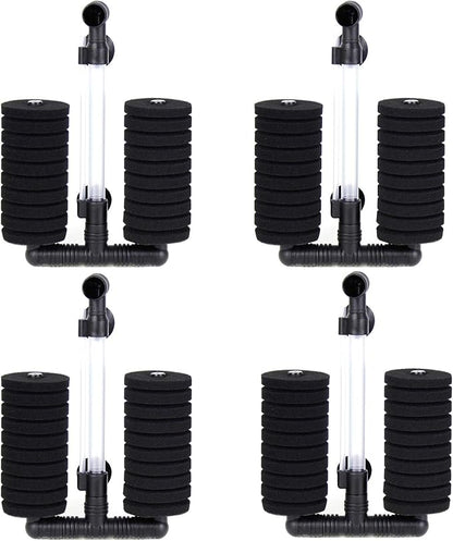 AQUANEAT 4 Pack Double Bio Sponge Filter, for Fry, Betta, Shrimp, Nano, Aquarium Fish Tank (Large up to 55 Gal)
