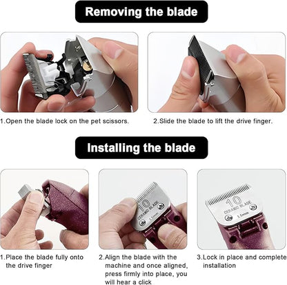 Size 7FC/5FC/4FC Detachable Pet Dog Clipper Blades, Compatible with Most Oster A5, KM Series Clippers,Made of Ceramic Blade & Stainless Steel Blade4PACK 3Pack