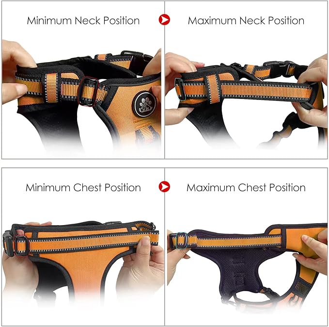 NESTROAD No Pull Dog Harness,Adjustable Oxford Dog Vest Harness with Leash,Reflective No-Choke Pet Harness with Easy Control Soft Handle for Large Dogs(X-Large,Orange)