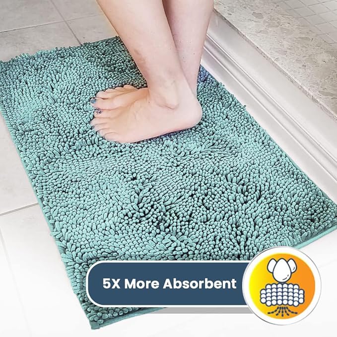 Muddy Mat® Shown on TV–Super Absorbent Microfiber Dog Door Mat for Muddy Paws, Non-Slip Washable Pet Rug, Quick Dry Chenille Entryway Carpet, Machine Washable Indoor Outdoor mat–Seafoam Green 28"x18"