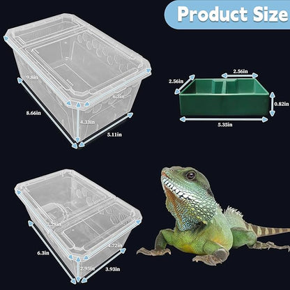 PINVNBY Reptile Feeding Box 6 PCS Snake Breeding Box Lizard Cricket Cage Habitat Hatching Container Transparent Portable Critter Keeper for Spider Scorpion Gecko Tortoise Treefrog (2 Large 4 Small)