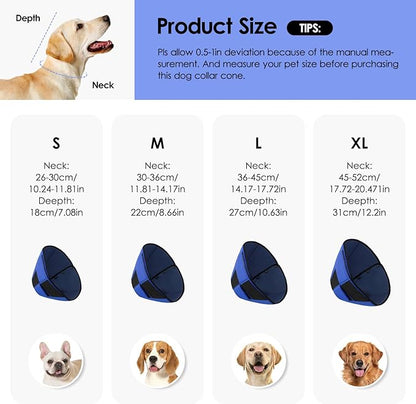 Small Dog Cone Collar, Adjustable Soft Dog Cone for Small Dogs to Stop Licking, Breathable Pet Recovery Cone for Small Male Female Dogs, Blue S