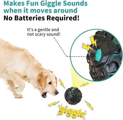 Dog Ball for Aggressive Chewers - Interactive Dog Toy Balls Fun Squeaky Sound to Keep Them Busy, Durable for Small Medium Large Breeds, Rubber Pet Chew Toys, As Seen on TV, Black & Lake Blue