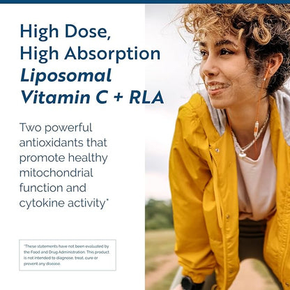 Researched Nutritionals C-RLA - Liposomal Vitamin C with R Lipoic Acid to Support Detox - Vegan & Soy-Free Vitamin C Liquid, Vanilla Caramel Flavor (10 Fl Oz)