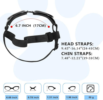 QUMY Dog Sunglasses Dog Goggles for Medium Large Breed Dogs, Wind Dust Fog Protection Eye Wear Pet Glasses with Adjustable Strap for Motorcycle Car Driving Bike Riding Hiking Swimming Over 15lbs Blue