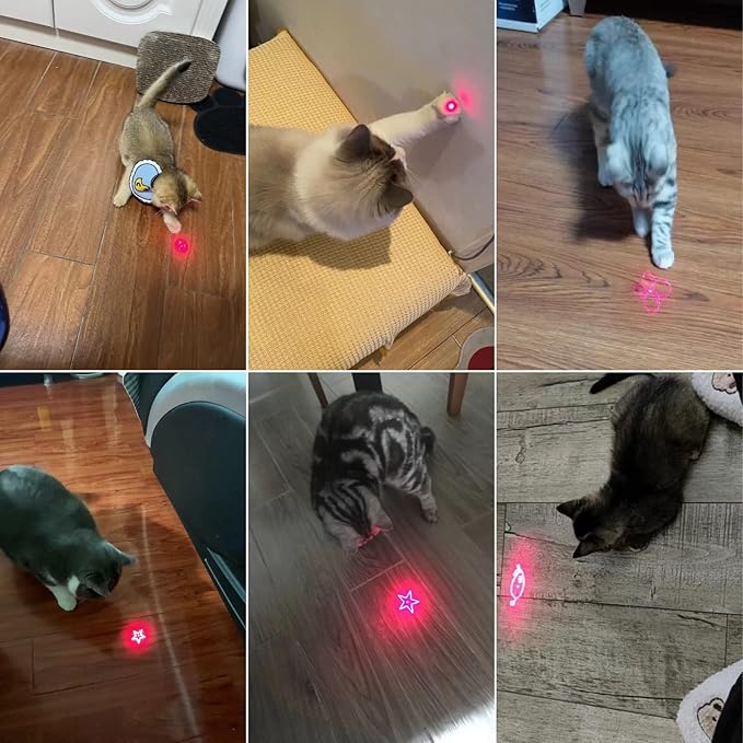 2-in-1 Cat Laser Pointer Toy – Rechargeable with 3+5 Light Modes & Retractable Feather Wand