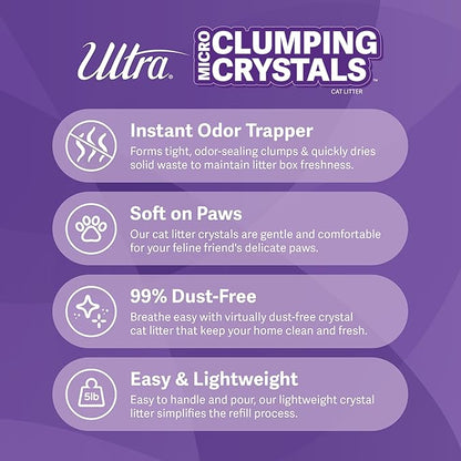 Ultra Clumping Micro Crystals Cat Litter - Dust Free, Soft on Paws, Fragrance Free - 5 Lbs.