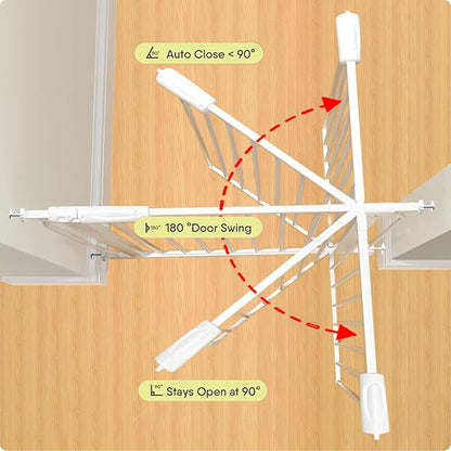 Walk Through Baby Gate 29-43.5 Inch Wide for Stairs Tension Pet Dog Gates Indoor for Doorways No Drilling Pressure Mounted Pet Gates for Kids