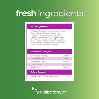 smallbatch Pets Freeze Dried Cat Treats, Raw Dry Cat Food Bites, Turkey Recipe, High Protein Food Topper or Training Treats for Cats, Humanely Sourced Meat, Made in The USA, Non GMO, 10 oz Bag