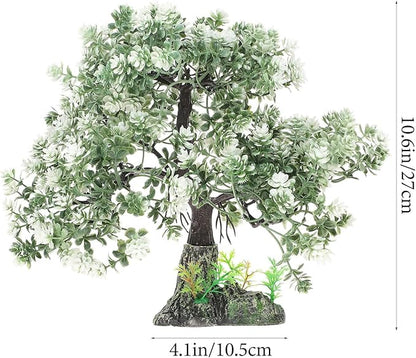 POPETPOP Aquarium Bonsai Tree Plant: Artificial Plants Flower Ornament - Fish Bowl Ornament for Freshwater and Saltwater Decor 4.13 X 2.36 X 10.62 Inch