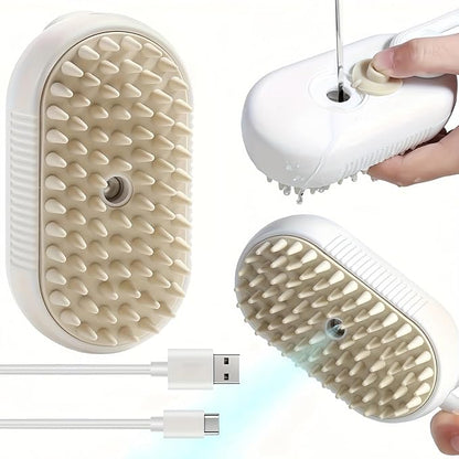 Cat Spritz Defur 3in1 Steamer Comb for Cats and Dogs Grooming Tool (White+Essence)