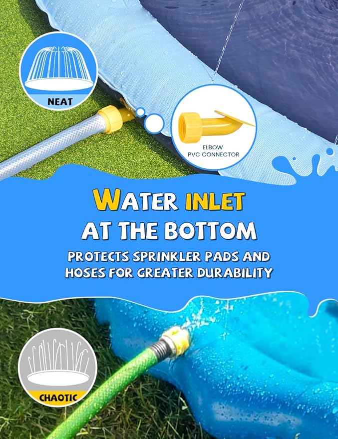 VISTOP Non-Slip Splash Pad for Kids and Dog, Thicken Sprinkler Pool Summer Outdoor Water Toys - Fun Backyard Fountain Play Mat for Baby Girls Boys Children or Pet Dog (87 inch, Red&Yellow&Green&Blue)