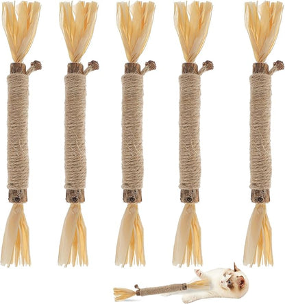 5 PCS Silvervine Sticks for Cats - Natural Cat Chew Toys for Teeth Cleaning, Kitten Teething & Aggressive Chewers