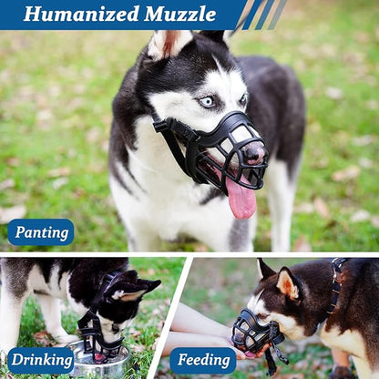 BARKLESS Dog Muzzle, Basket Muzzle Anti Biting Chewing, Sturdy Lightweight Cage Mouth Cover for Small Medium Large Sized Dogs, Allows Panting Drinking, Suitable for Grooming Trimming Training