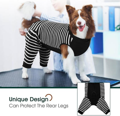 Kuoser Dog Recovery Suit for Back Legs,Soft Dog Surgery Suit with Sleeves to Stop Licking,Dogs Recovery Sleeve Elbow Protector Pet Surgical Onesie for Abdominal Wounds Dogs Cone Alternative,Black M