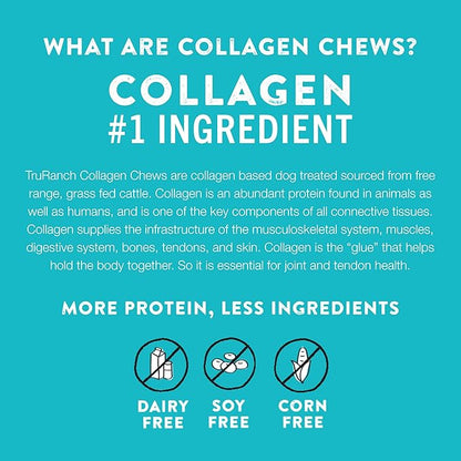 Collagen Rolls - 6" Collagen Rolls for Dogs - Long Lasting Healthy Joint Support - Rawhide Alternative - Skin & Coat Health - Made with Real Peanut Butter, Value Pack, 3 Bags, 12 Count