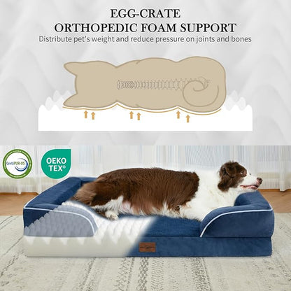 Comfort Expression PV Washable Jumbo Dog Bed for Extra Large Dogs, Waterproof Orthopedic Dog Beds, Jumbo Breed Pet Sofa Couch with Removable Cover & Non-Slip Bottom(Navy Blue)