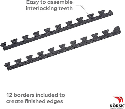 Norsk Foam Floor Gym Mats with Interlocking Tiles, .47" Thick, 24"x24",6-Pack, 24 Square Feet, Diamond Plate Design, Grey