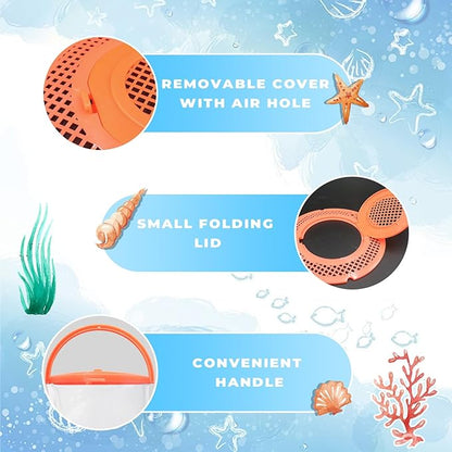 Foldable Small Aquarium, Portable Fish Tank, Fish Transport Container, Plasitc Fish Bowl, Beginner Tank, Great Concept for Catching and Release Critters, Beach, Pool and Lake (Red, Large)