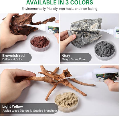 Cotton Wool for Aquascape - Gap Filler Cotton for Rocks & Wood | Aquarium Safe Bonding Material | Secure Adhesive Helper(Gray (Seiryu Stone Color))