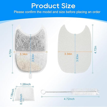 12 Set Cat Water Fountain Filter Replacements & Sponges for 135 fl oz/4L Pet Fountain Drink Machine Dog Water Fountain, YPD-C004P YPD-C004S Water for Cats Drinking Fountain Pump Replacement