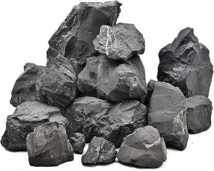 Unocho Fish Tanks Stone 20LB Natural Black Slate Rocks for Aquariums Decorative Aquascaping Stone for Reptile Terrariums, Bonsai Gardens & Outdoor 3-9inches(8PCS)