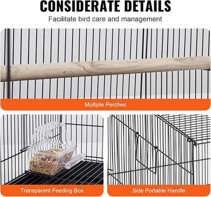 VEVOR 30 Inch Flight Bird Cage, Stackable Bird Cage Parakeet Cage with Slide-Out Tray and Handle, Small Parrots Birdcage for Cockatiels Budgies Conure Macaw Finch Lovebirds Canaries Pigeons